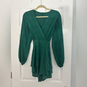 Green Romper Wrap Dress (skort) M